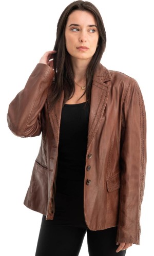 Γνήσιο Γυναικέιο Δερμάτινο Σακάκι - Z789