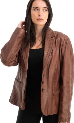 Γνήσιο Γυναικέιο Δερμάτινο Σακάκι - Z789