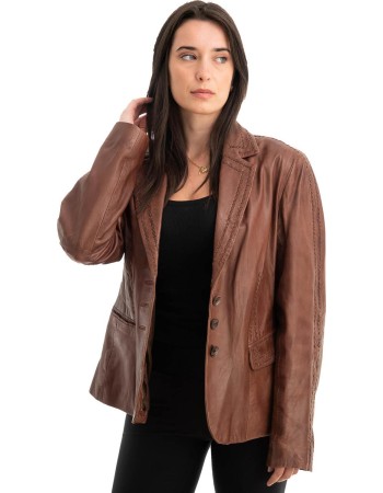 Γνήσιο Γυναικέιο Δερμάτινο Σακάκι - Z789
