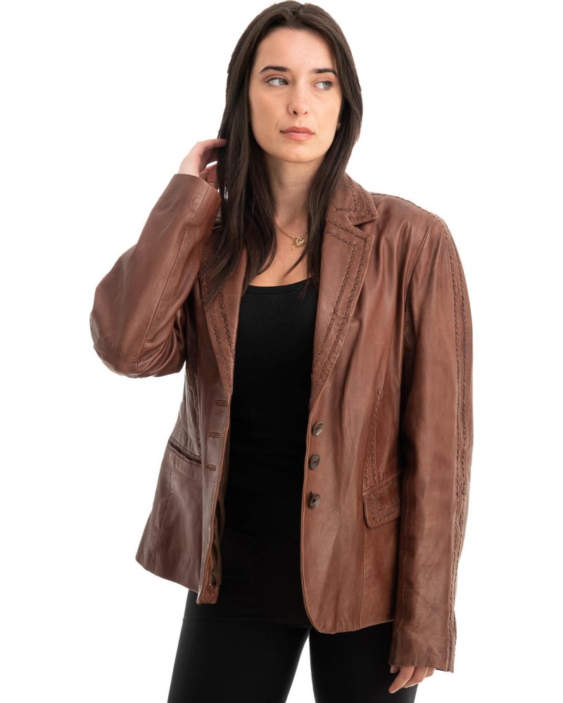 Γνήσιο Γυναικέιο Δερμάτινο Σακάκι - Z789