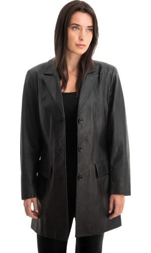 Γνήσιο Γυναικέιο Δερμάτινο Παλτό - Z793