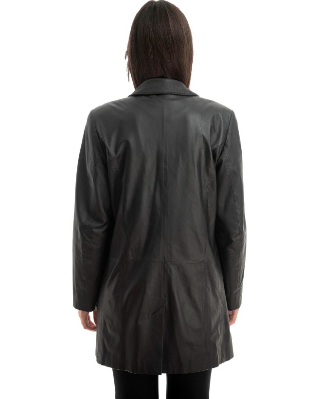 Γνήσιο Γυναικέιο Δερμάτινο Παλτό - Z793