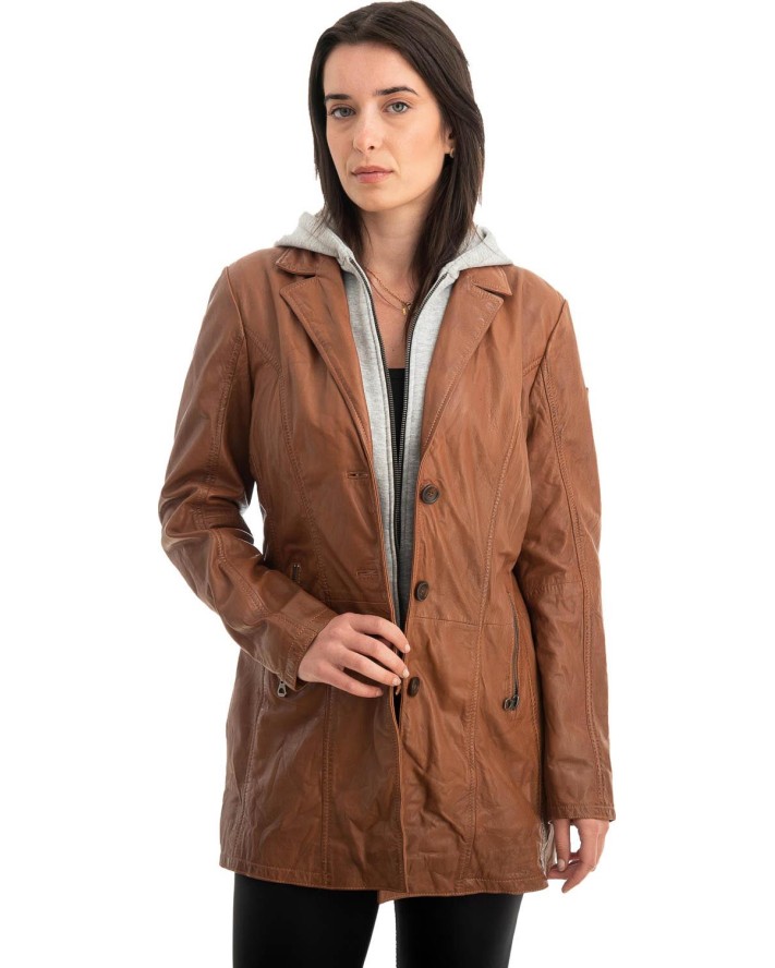 Γνήσιο Γυναικέιο Δερμάτινο Μπουφάν - Z797