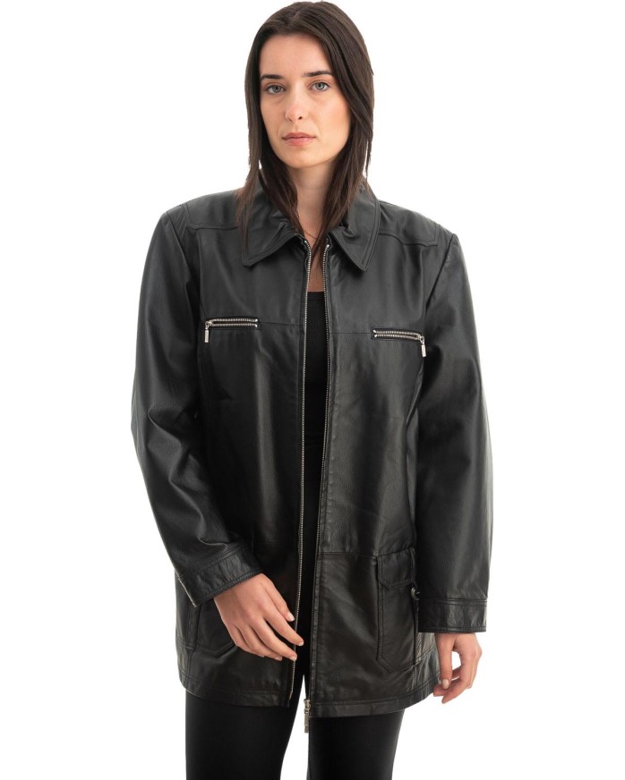 Γνήσιο Γυναικέιο Δερμάτινο Μπουφάν - Z799