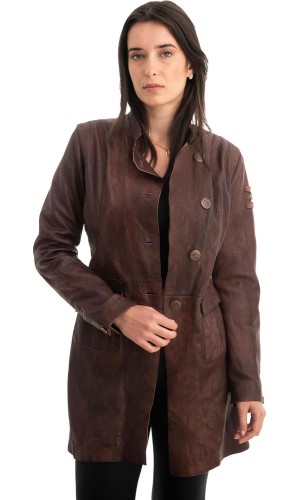 Γνήσιο Γυναικέιο Δερμάτινο Παλτό - Z800