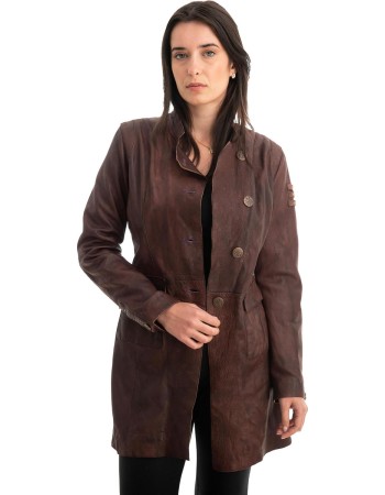 Γνήσιο Γυναικέιο Δερμάτινο Παλτό - Z800