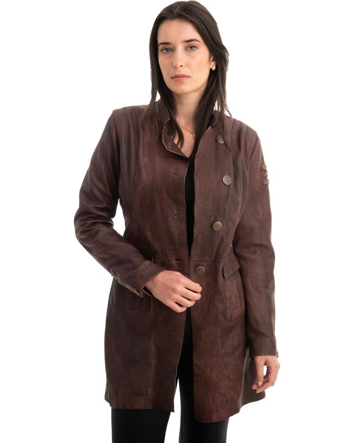 Γνήσιο Γυναικέιο Δερμάτινο Παλτό - Z800