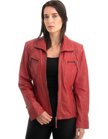 Γνήσιο Γυναικέιο Δερμάτινο Μπουφάν - Z803