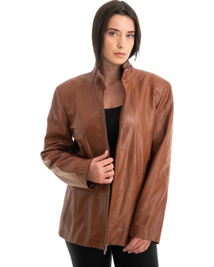 Γνήσιο Γυναικέιο Δερμάτινο Μπουφάν - Z806