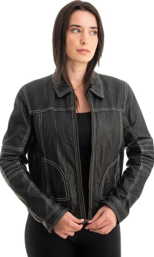 Γνήσιο Γυναικέιο Δερμάτινο Μπουφάν - Z807