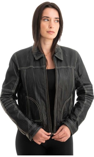 Γνήσιο Γυναικέιο Δερμάτινο Μπουφάν - Z807