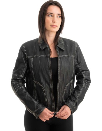 Γνήσιο Γυναικέιο Δερμάτινο Μπουφάν - Z807