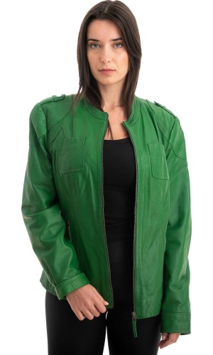 Γνήσιο Γυναικέιο Δερμάτινο Μπουφάν - Z808