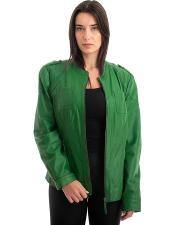 Γνήσιο Γυναικέιο Δερμάτινο Μπουφάν - Z808