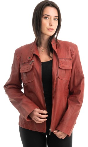 Γνήσιο Γυναικέιο Δερμάτινο Μπουφάν - Z821