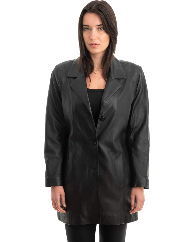 Γνήσιο Γυναικέιο Δερμάτινο Παλτό - Z827