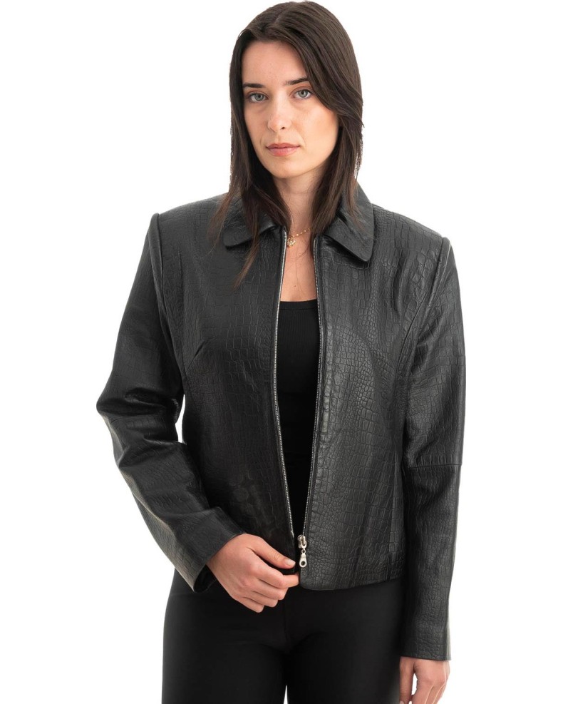 Γνήσιο Γυναικέιο Δερμάτινο Μπουφάν - Z828