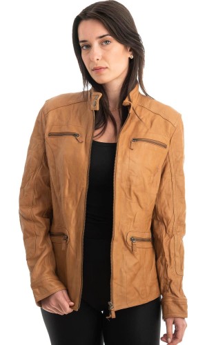 Γνήσιο Γυναικέιο Δερμάτινο Μπουφάν - Z838