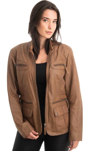 Γνήσιο Γυναικέιο Δερμάτινο Μπουφάν - Z847