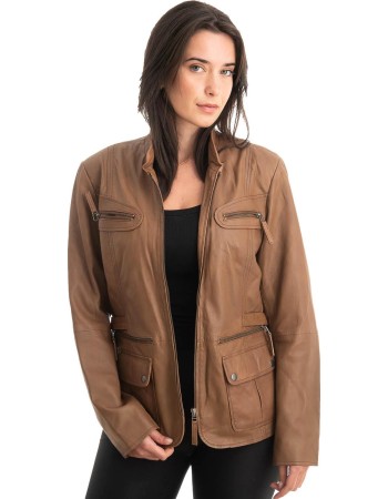 Γνήσιο Γυναικέιο Δερμάτινο Μπουφάν - Z847