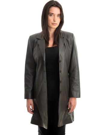 Γνήσιο Γυναικέιο Δερμάτινο Παλτό - Z855