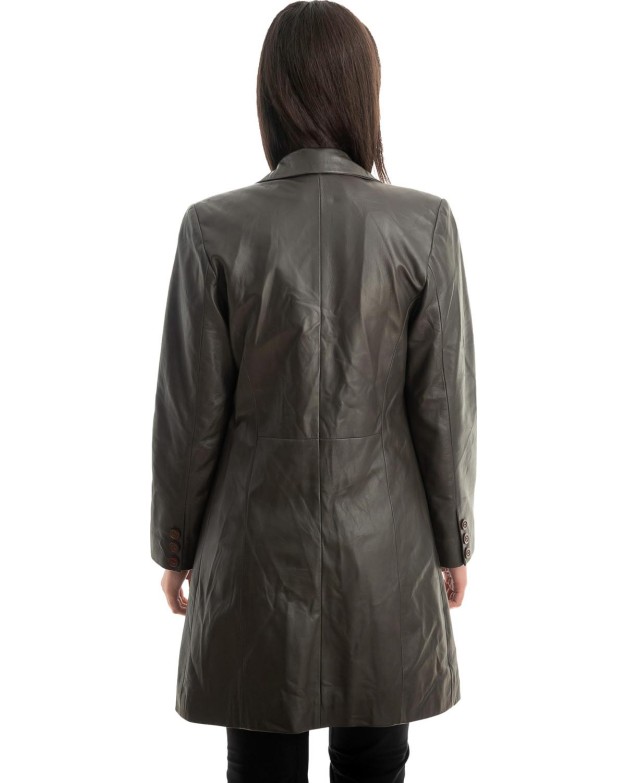 Γνήσιο Γυναικέιο Δερμάτινο Παλτό - Z855