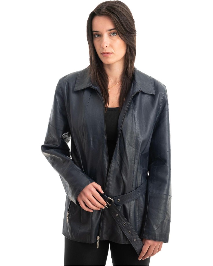 Γνήσιο Γυναικέιο Δερμάτινο Μπουφάν - Z866