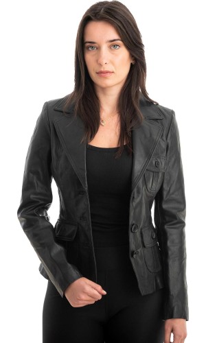 Γνήσιο Γυναικέιο Δερμάτινο Σακάκι - Z868