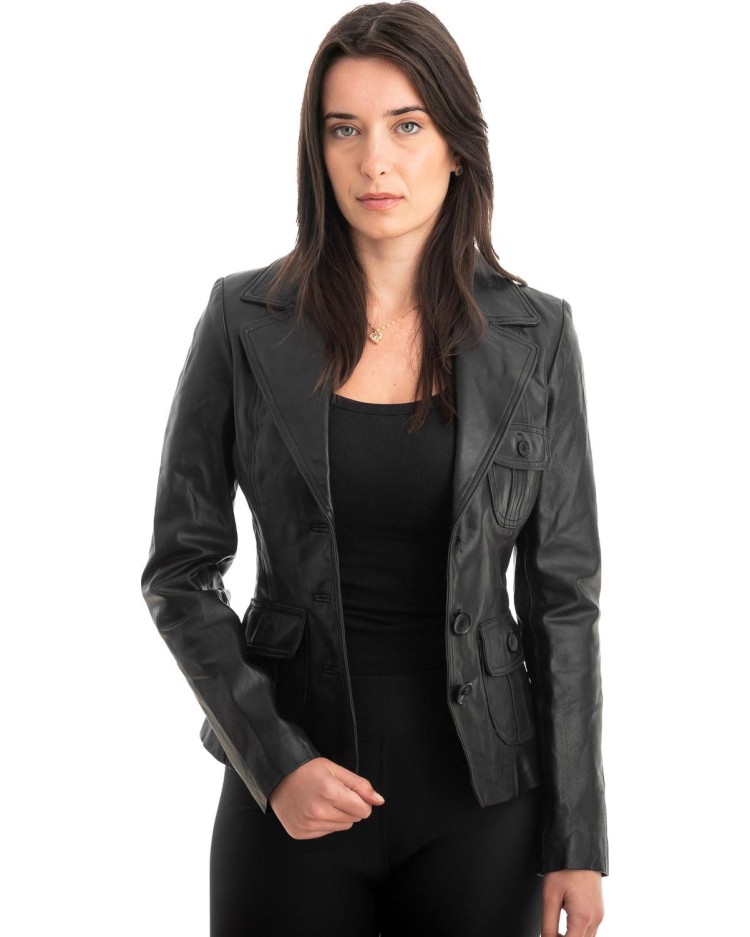 Γνήσιο Γυναικέιο Δερμάτινο Σακάκι - Z868
