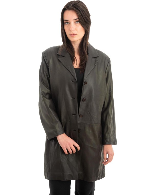 Γνήσιο Γυναικέιο Δερμάτινο Παλτό - Z872