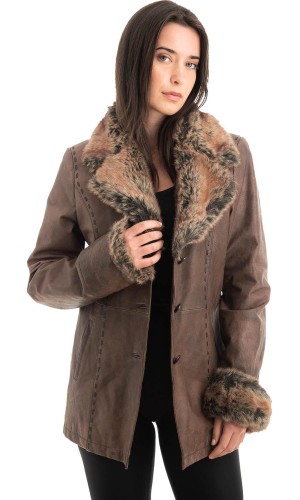 Γνήσιο Γυναικέιο Δερμάτινο Μπουφάν - Z875