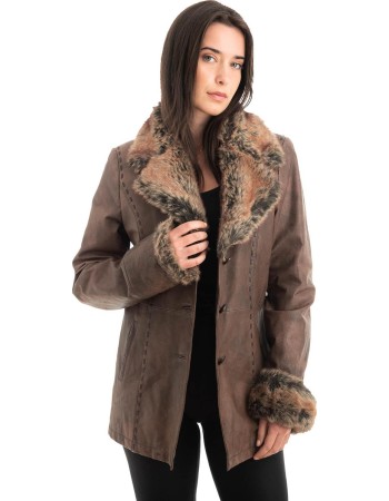 Γνήσιο Γυναικέιο Δερμάτινο Μπουφάν - Z875