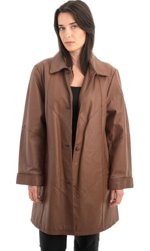 Γνήσιο Γυναικέιο Δερμάτινο Παλτό - Z879