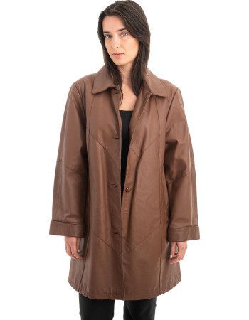 Γνήσιο Γυναικέιο Δερμάτινο Παλτό - Z879