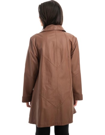 Γνήσιο Γυναικέιο Δερμάτινο Παλτό - Z879