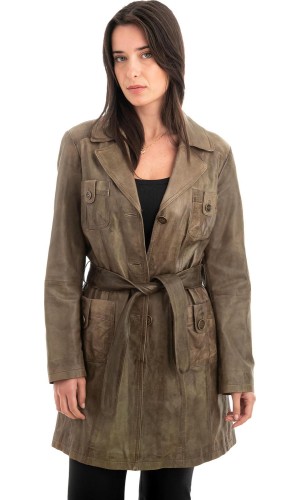 Γνήσιο Γυναικέιο Δερμάτινο Παλτό - Z883