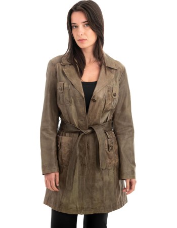 Γνήσιο Γυναικέιο Δερμάτινο Παλτό - Z883
