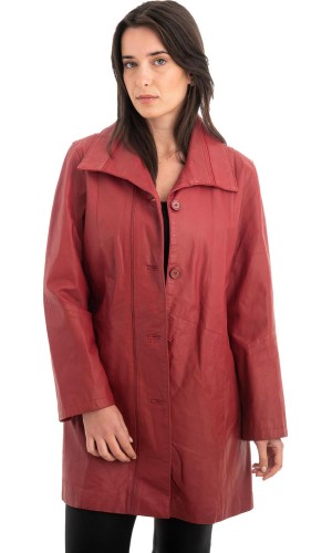 Γνήσιο Γυναικέιο Δερμάτινο Παλτό - Z884