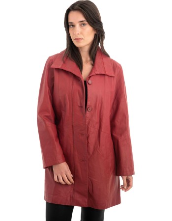 Γνήσιο Γυναικέιο Δερμάτινο Παλτό - Z884