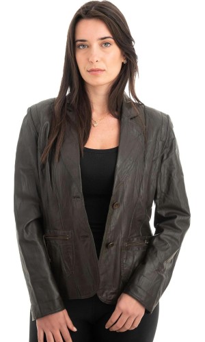 Γνήσιο Γυναικέιο Δερμάτινο Σακάκι - Z887