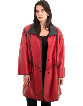 Γνήσιο Γυναικέιο Δερμάτινο Παλτό - Z889