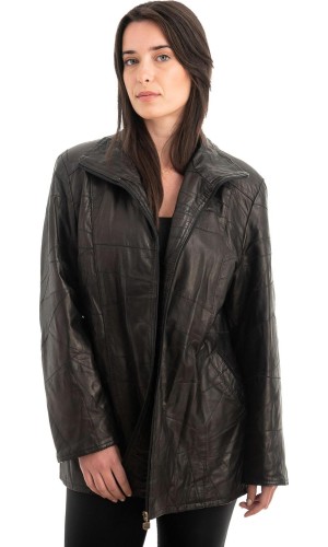 Γνήσιο Γυναικέιο Δερμάτινο Μπουφάν - Z896