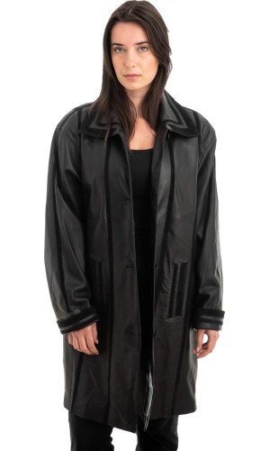 Γνήσιο Γυναικέιο Δερμάτινο Παλτό - Z898