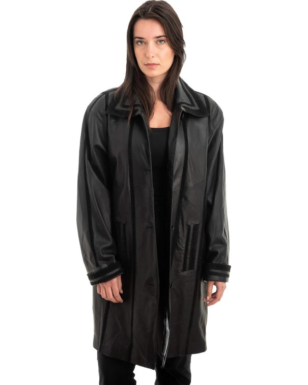 Γνήσιο Γυναικέιο Δερμάτινο Παλτό - Z898