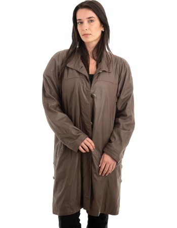 Γνήσιο Γυναικέιο Δερμάτινο Παλτό - Z899