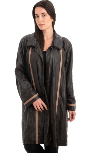 Γνήσιο Γυναικέιο Δερμάτινο Παλτό - Z900