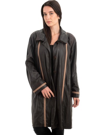 Γνήσιο Γυναικέιο Δερμάτινο Παλτό - Z900