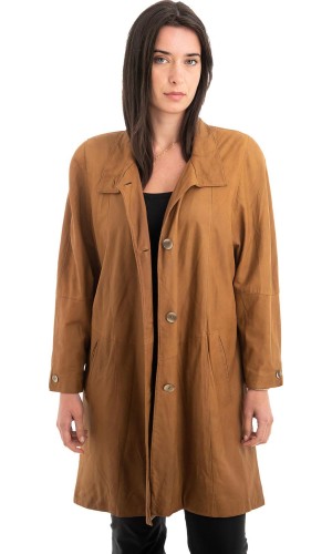 Γνήσιο Γυναικέιο Δερμάτινο Παλτό - Z905