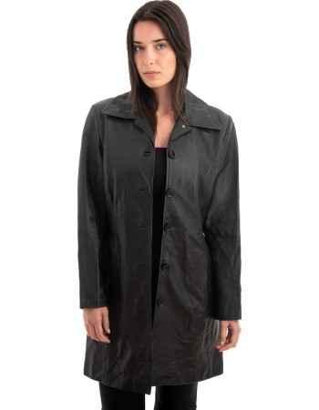 Γνήσιο Γυναικέιο Δερμάτινο Παλτό - Z908