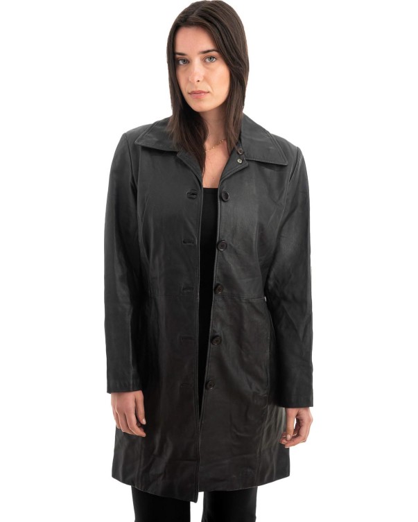 Γνήσιο Γυναικέιο Δερμάτινο Παλτό - Z908